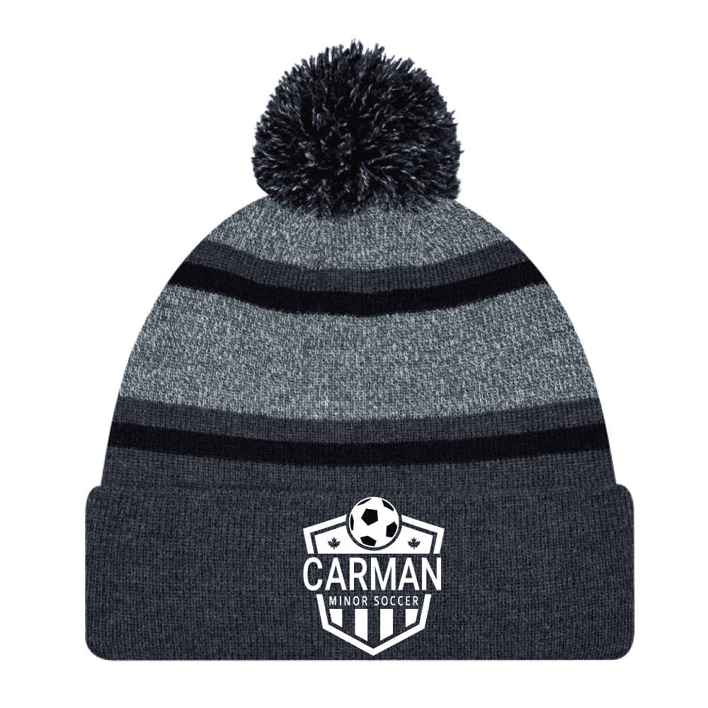9M069M Acrylic Roll Pom Pom Toque - Black/Charcoal
