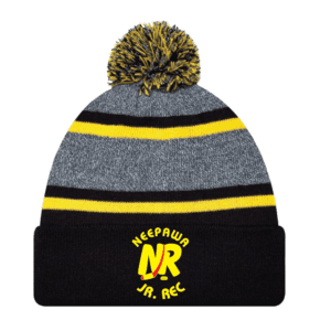 9M069M Acrylic Roll Pom Pom Toque - Black/Yellow