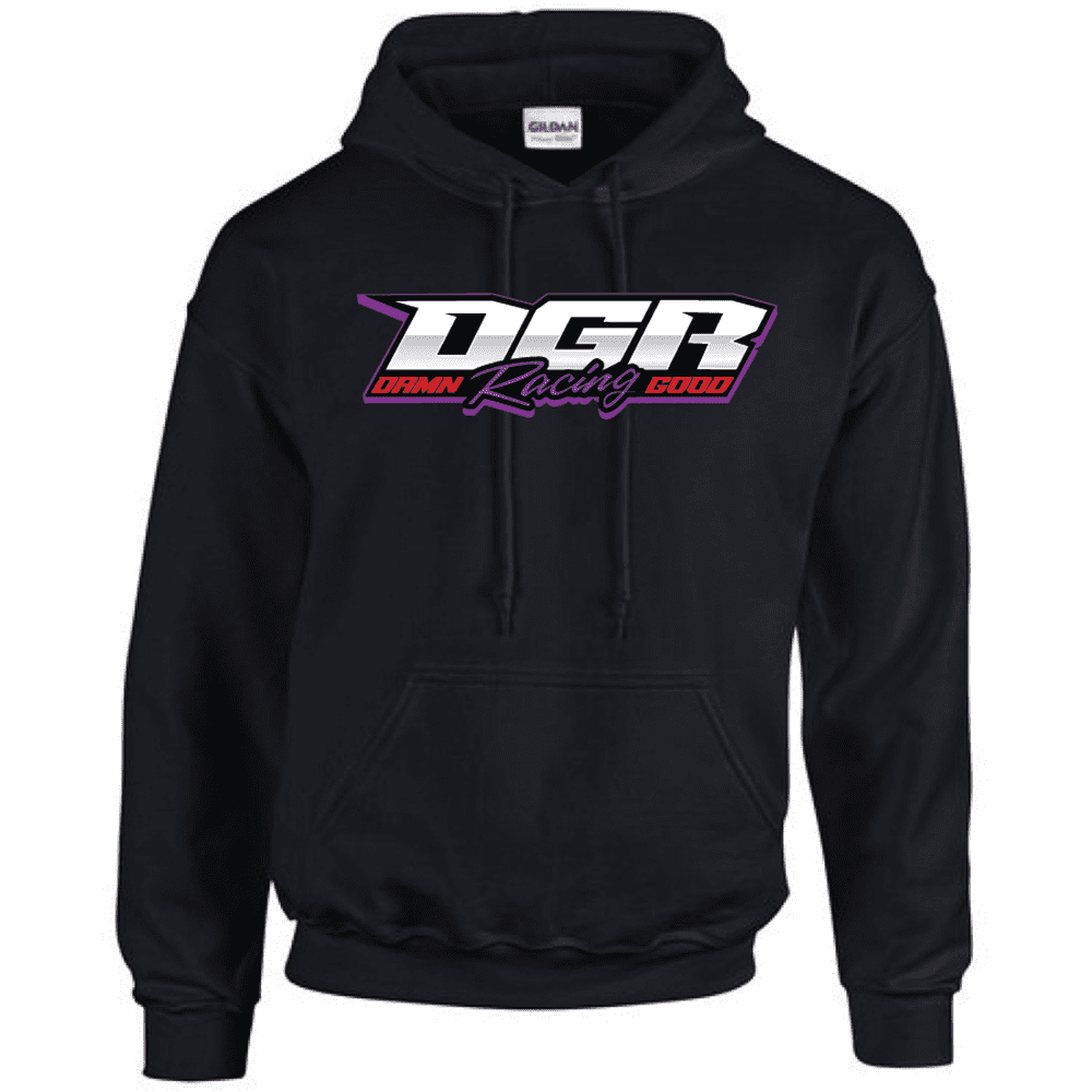 G185 Gildan Heavy Blend 8 oz., 50/50 Hooded Sweatshirt - Black (Purple Logo)